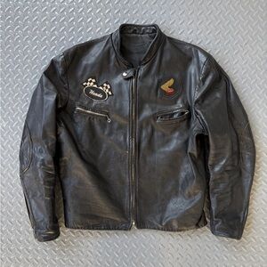 Vintage 70s Cafe Racer Leather Motorcycle Jacket